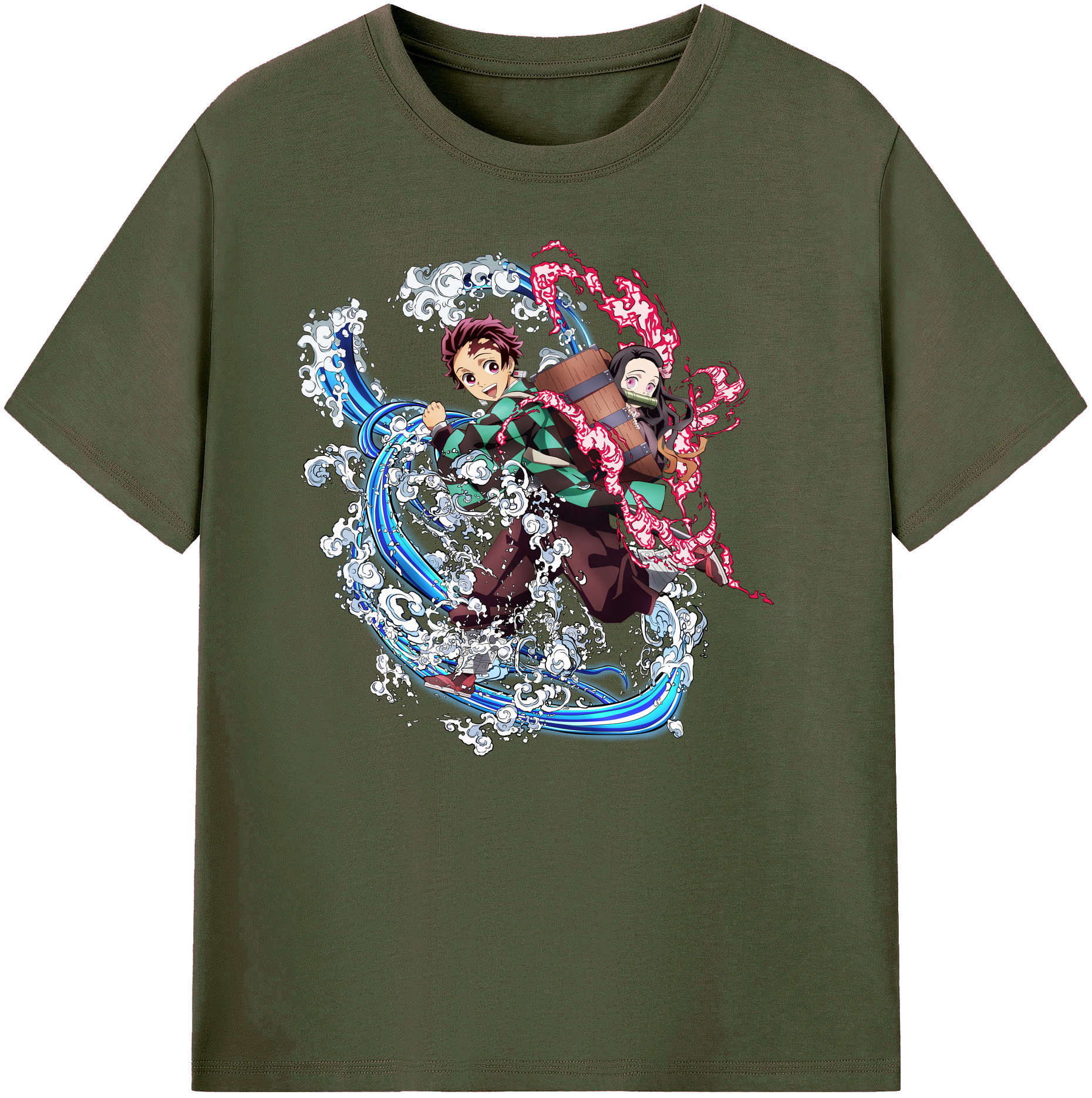 （画像用） 鬼滅の刃（きめつのやいば）竈門 禰󠄀豆子／かまど ねずこ Kamado Nezuko 綿100％ メンズ半袖Tシャツ｜肌触りやわらか＆通気性